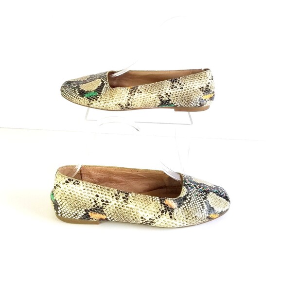 MADEWELL The Cory Flat Snake Embossed Leather Sz 6.5 Light Umber Slip On Shoes - Picture 7 of 13